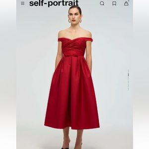 NWT Self Portrait Textured Off the Shoulder MIDI Dress